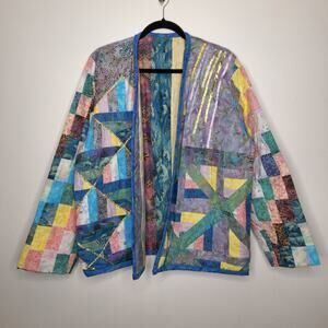 Vintage Handmade Reversible? Quilted Patch Coat Jacket Rare Cottage Skate